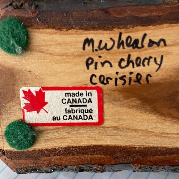 Small Wooden Log Trinket Box Treasure Secret Drawer Blue Velvet Vintage Signed - Picture 6 of 6